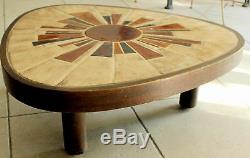 Vallauris Wood + Ceramic Living Room Coffee Table By Barrois Vintage 60/70