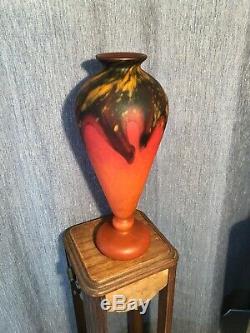 Vase Art Deco Sign French Schneider Vase Daum Muller Degue Glass Paste Christmas