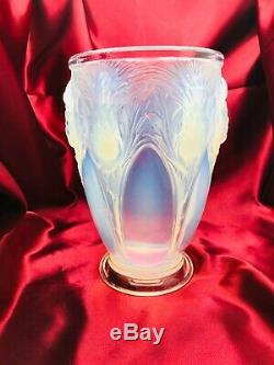 Vase Verlys Thistles Opalescent Era Daum Lalique Sabino 1920 Art Deco Signed