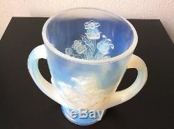 Vase With Molded Opalescent Glass Handles Signed Verlys France Art Deco