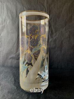 Vase with Floral Decorations. Workshop R. Sarti Signed M. Lamperi Art Deco Glass Floral