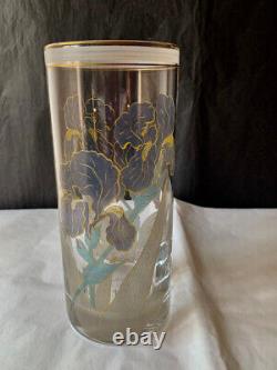 Vase with Floral Decorations. Workshop R. Sarti Signed M. Lamperi Art Deco Glass Floral