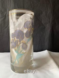 Vase with Floral Decorations. Workshop R. Sarti Signed M. Lamperi Art Deco Glass Floral