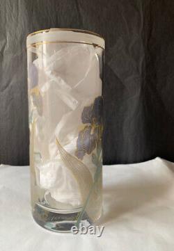 Vase with Floral Decorations. Workshop R. Sarti Signed M. Lamperi Art Deco Glass Floral