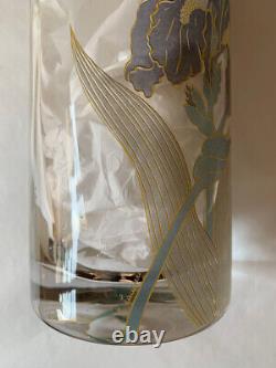 Vase with Floral Decorations. Workshop R. Sarti Signed M. Lamperi Art Deco Glass Floral