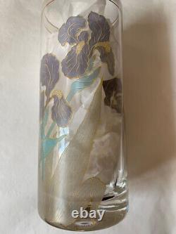 Vase with Floral Decorations. Workshop R. Sarti Signed M. Lamperi Art Deco Glass Floral