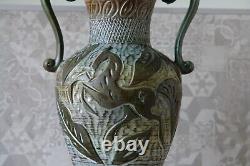 Vase with Handles H. Bequet Style Art Deco Circa 1960 Signed in Marker by H Bequet