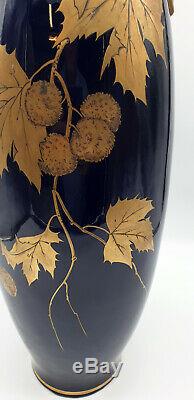 Vases Earthenware Art Deco Decor From Tours From Gold Blue Sévres 1925 Signed Peaudecerf