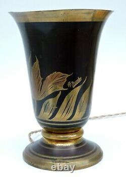 Vasque / Urne Art Deco Lamp Signed A Ducobu In Copper Dinantry