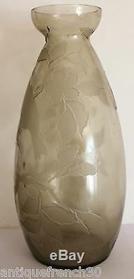 Verame Legras Vase Large Art Deco Glass Cleared Acid, Unsigned. 36cm