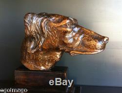 Very Chic Sculpture Art Deco Head Of Saint-hubert Dog Signed E. Ruffato