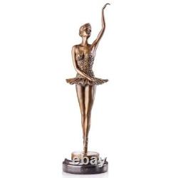 Vintage Bronze Ballerina Sculpture Art Deco Style Signed