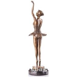 Vintage Bronze Ballerina Sculpture Art Deco Style Signed