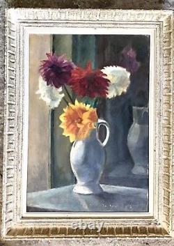 Vintage Flower Painting in a Vase circa 1950