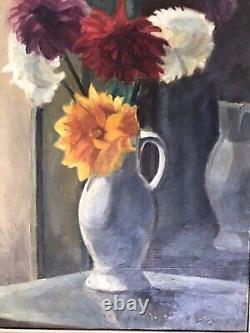 Vintage Flower Painting in a Vase circa 1950