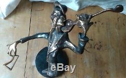 Violinist On Base, Violin And Archer, Sculpture In Bronze Signed Yves Lohe