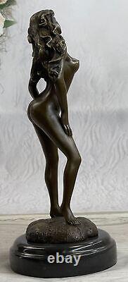 Western Art Deco Nude Woman Girl Signed Bronze Statue Casting Gift