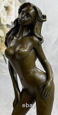 Western Art Deco Nude Woman Girl Signed Bronze Statue Casting Gift