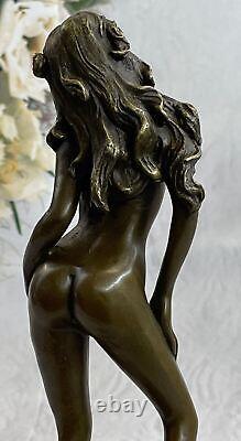 Western Art Deco Nude Woman Girl Signed Bronze Statue Casting Gift