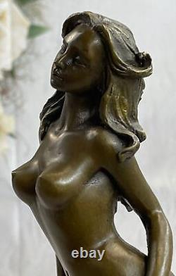 Western Art Deco Nude Woman Girl Signed Bronze Statue Casting Gift