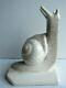 Yo1- Cracked Ceramic Sculpture Art Deco Lock-book The Snail Signed Robj