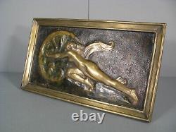 Young Woman at the Wheel Sculpture Art Deco Antique Bronze Signed Gennarelli