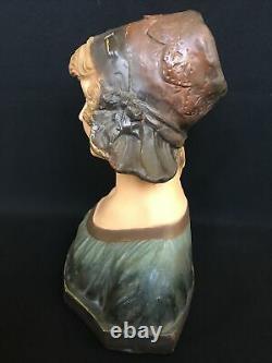 Young Women's Bust Art Deco In Plaster Signed Citti Frères Number 112