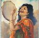 1930/40 Andre David Tableau Portrait Huile S/toile Art Deco Gitane Femme Peintur