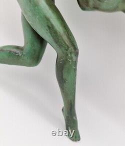 1930 Sculpture art déco danseuse nue aux cymbales signée Garcia (Max Le Verrier)