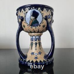 AMPHORA Vase Signé 1920 ART DECO Reissner Stellmacher Kessel 3 Personnages Email