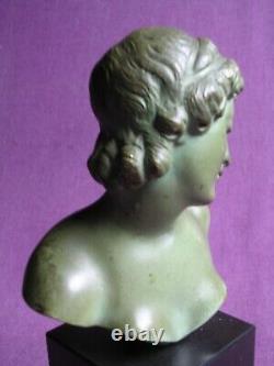 ANCIEN-buste bronze-femme à l'antique-sculpture art déco-signée OULINE
