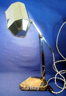 ANCIENNE LAMPE DE BUREAU SOCLE MARBRE EPOQUE ART DECO SIGNEE Artisanat Français