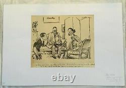 Abel FAIVRE (1867-1945) Encre de Chine famille conversation d'adulte humour