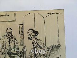 Abel FAIVRE (1867-1945) Encre de Chine famille conversation d'adulte humour