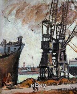 Albert COPIEUX, Le Havre, Tableau, Peinture, bateaux, mer, port, paysage marin