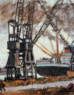 Albert COPIEUX, Le Havre, Tableau, Peinture, bateaux, mer, port, paysage marin
