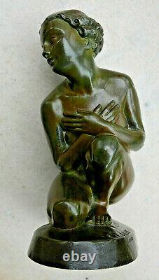 Ancien bronze la frileuse ART DECO 1920-1930 signé L. ALLIOT (1877-1967) 18 cm