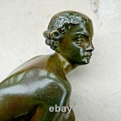 Ancien bronze la frileuse ART DECO 1920-1930 signé L. ALLIOT (1877-1967) 18 cm