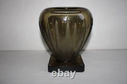 Ancien vase Art Déco en verre moulé signé VERLYS France, ovoïde, hauteur 18.5 cm