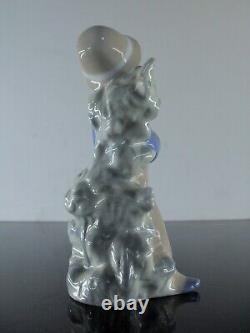 Anciene Statuette Garçon Porcelaine Barbotine Rex Valencia Spagne Signe Art Deco