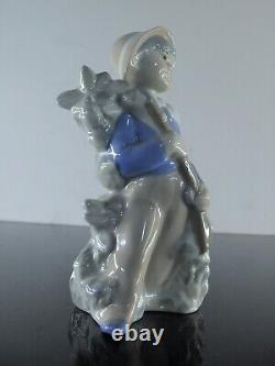 Anciene Statuette Garçon Porcelaine Barbotine Rex Valencia Spagne Signe Art Deco