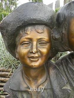 Ancienne Statue Enfants Signee Salvatore Melanie Annee 30