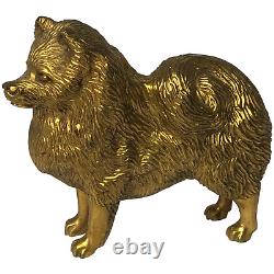 Art Déco 20th Siècle Doré Bronze Spitz Chien Animal Voiture Mascotte Signé Un G