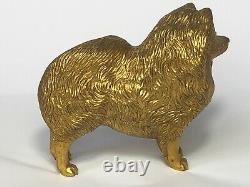 Art Déco 20th Siècle Doré Bronze Spitz Chien Animal Voiture Mascotte Signé Un G