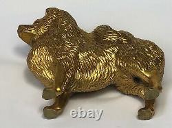 Art Déco 20th Siècle Doré Bronze Spitz Chien Animal Voiture Mascotte Signé Un G