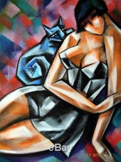 Art Déco-Petite robe noire-Cubisme-Tableau original Peinture/Acrylique/Huile/