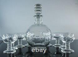 Art Deco Service A Digestif Carafe Et 8 Verres Cristal Taille Royal Bayel Signe