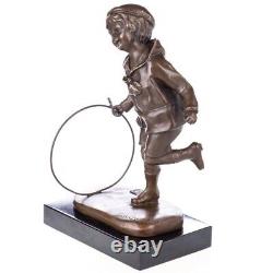 Art Deco bronze figure boy with hoop Boy with Hoop after DHChiparus Vintage