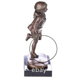 Art Deco bronze figure boy with hoop Boy with Hoop after DHChiparus Vintage