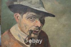 Autoportrait du peintre René L GASCHE (1900-) et sa chambre, 2 tableaux, Cambrai